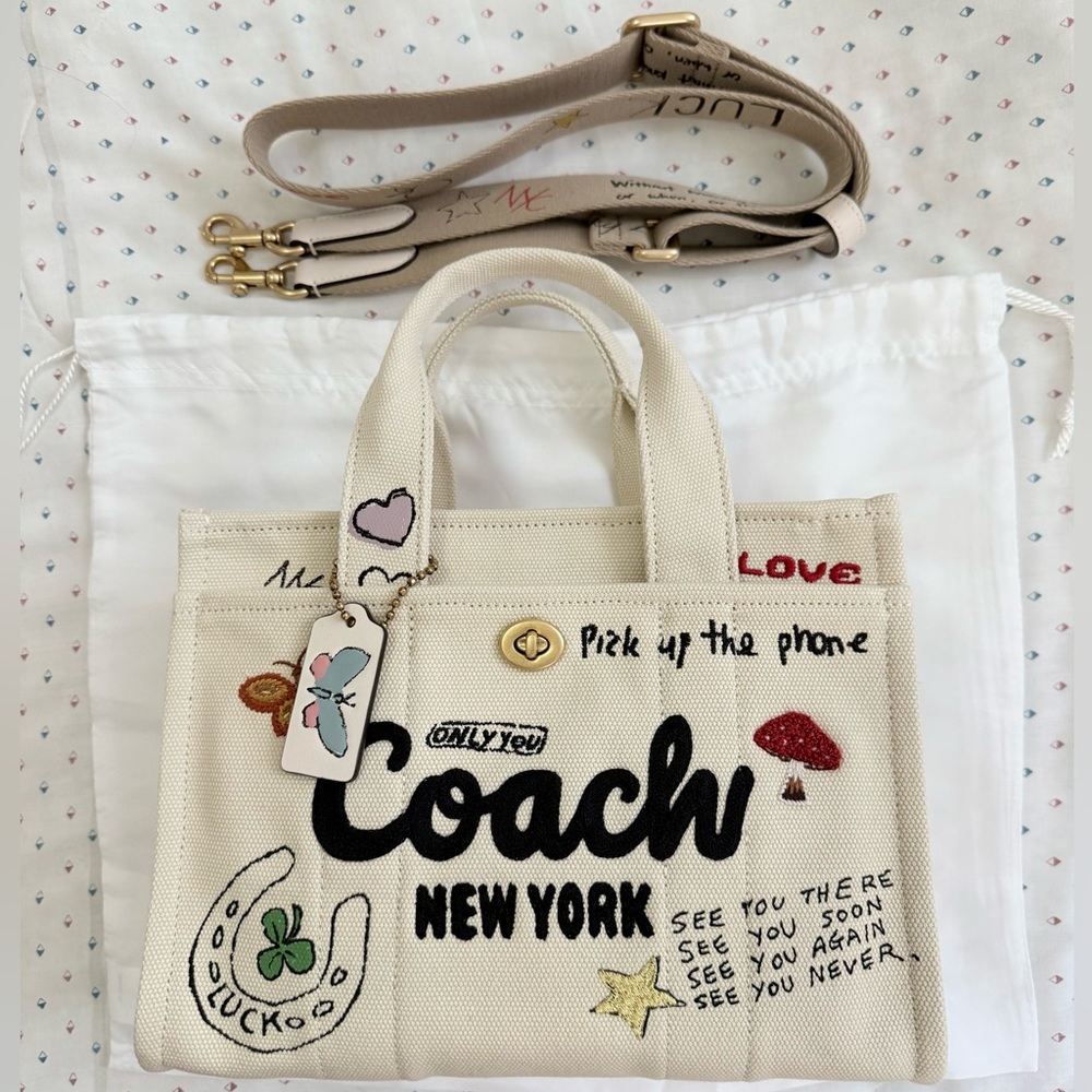 sketch print coach cargo tote 26 dust bag included
